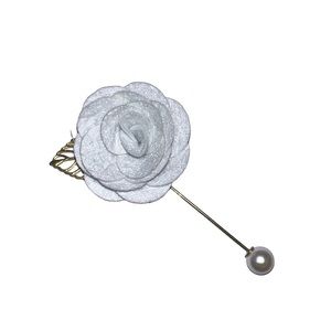 NEW White Felt Flower Lapel Pin